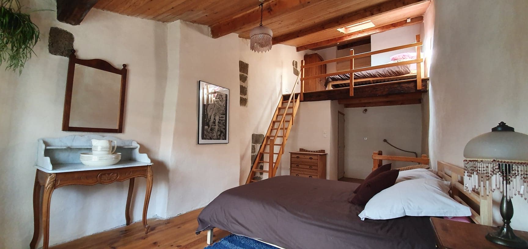 A bedroom and a mezzanine
